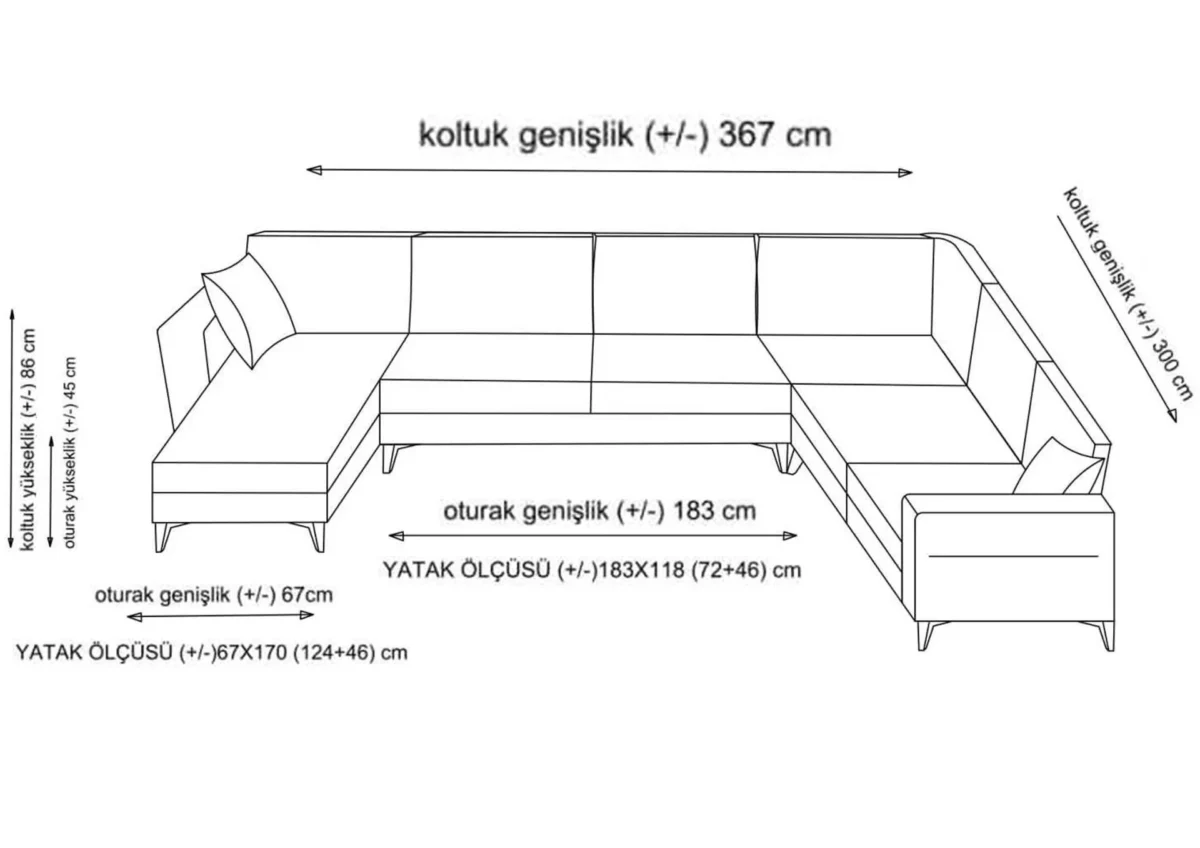 طقم كنب زاوية 3 قطع موديل Kristal باللون البيج - Image 5