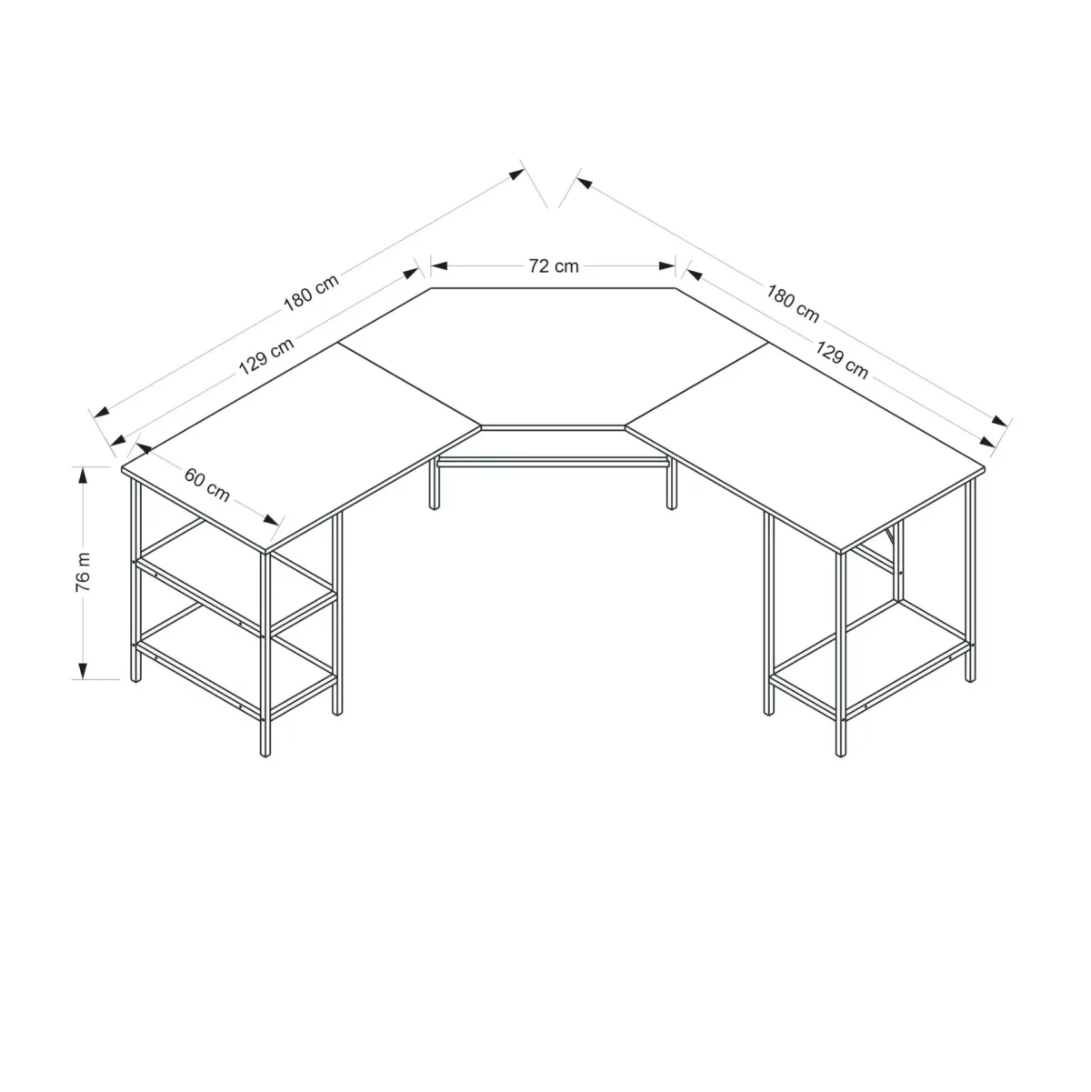 طاولة دراسة خشبية زاوية مع رف موديل Power - Image 3